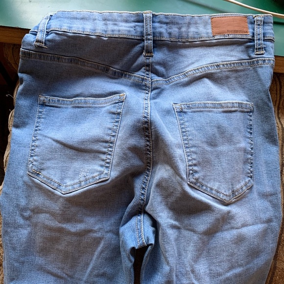 Women’s Size 12 Large Light Blue wash Flare Denim Jeans Super High Rise Y2K 70’s - Picture 4 of 7